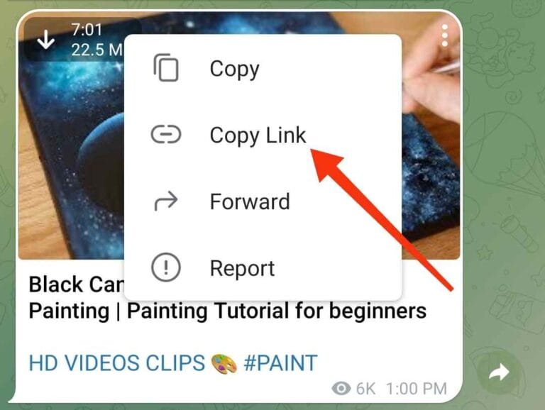 Telegram video copy link