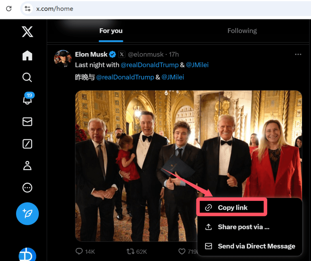 Twitter copy link